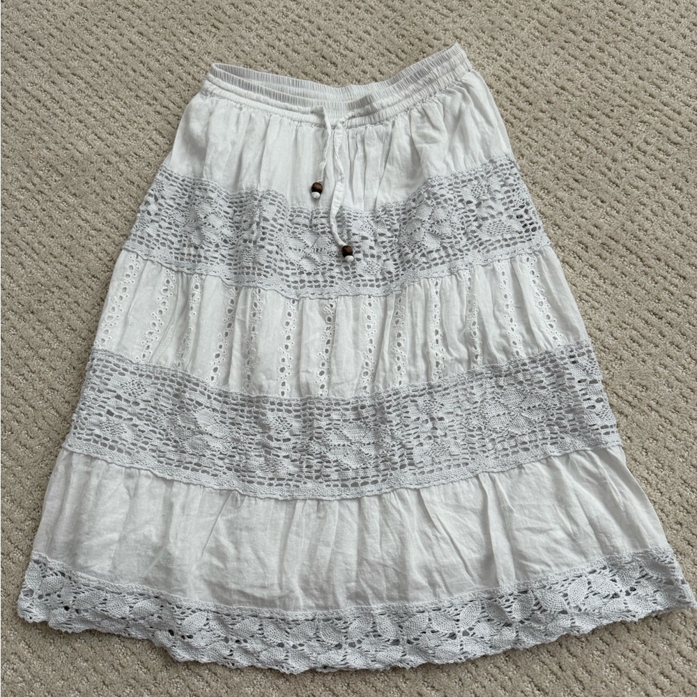White Lace Women's Midi Skirt